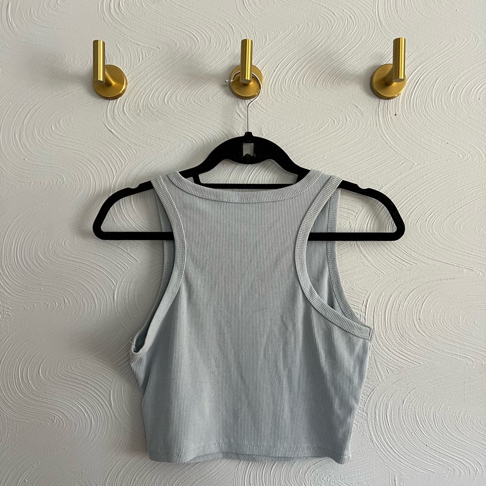 Pale Blue Ribbed Crop Top - Picture 2 of 2